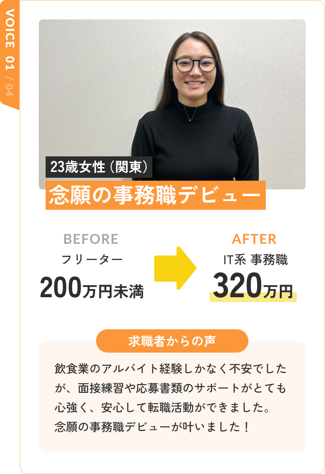 VOICE01 正社員転職に成功